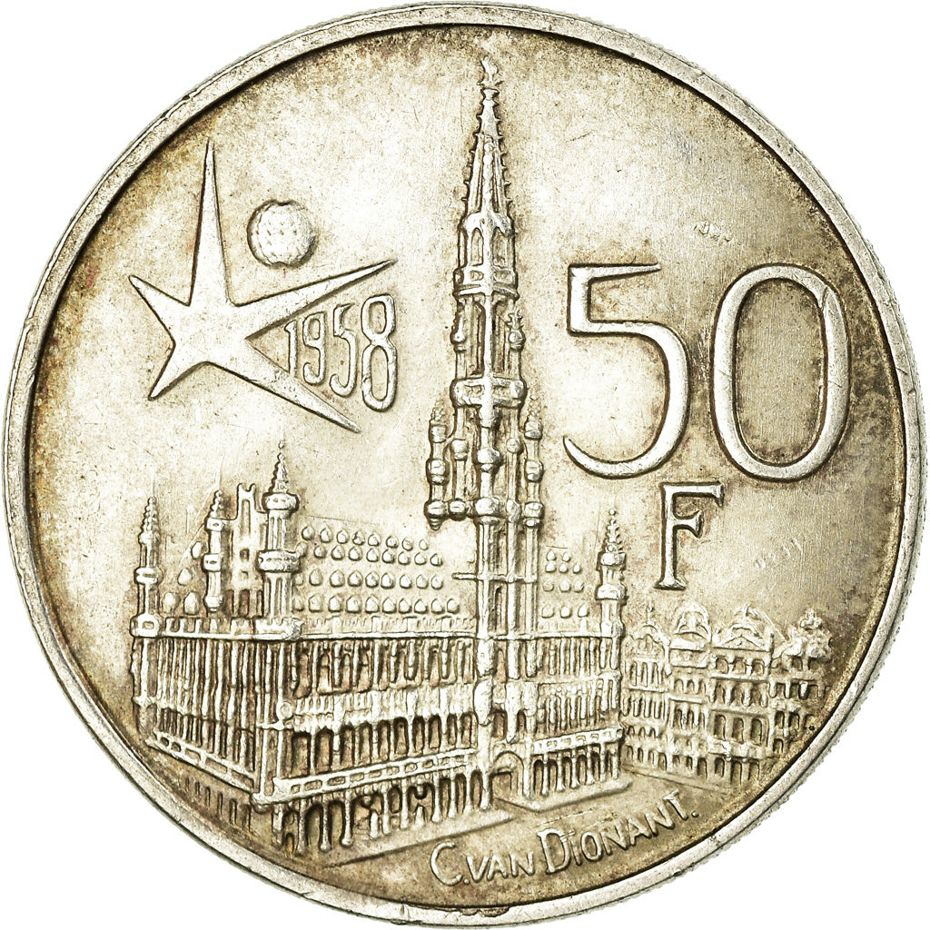 Coin, Belgium, 50 Francs, 50 Frank, 1958, AU(50-53), Silver, KM:150.1