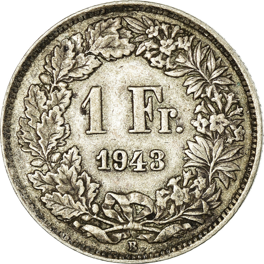 Coin, Switzerland, Franc, 1943, Bern, VF(30-35), Silver, KM:24