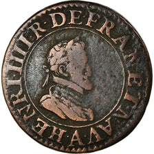 Coin, France, Henri IV, Double Tournois, 1606, Paris, VF(30-35), Copper