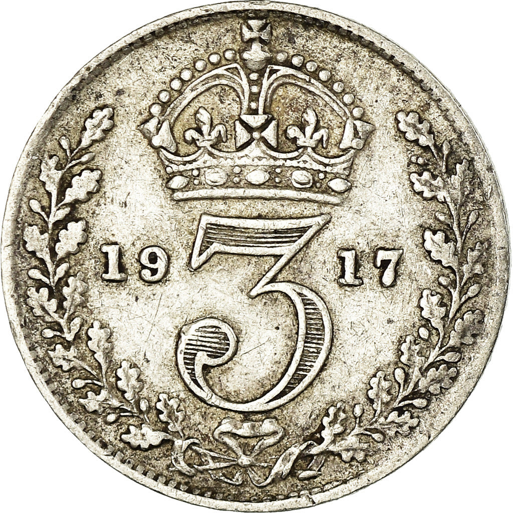 Coin, Great Britain, George V, 3 Pence, 1917, AU(50-53), Silver, KM:813
