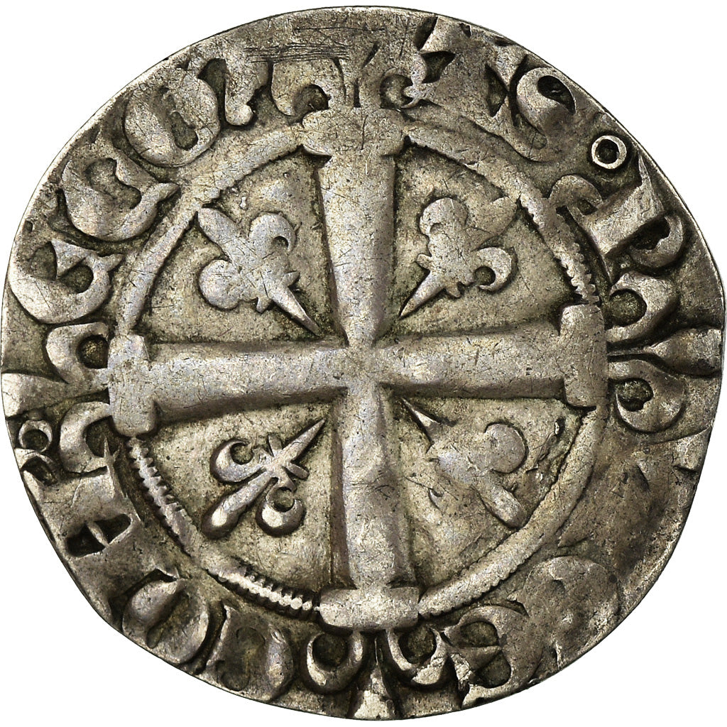 Moneta, Francia, Robert d'Anjou, Sol coronat, Avignon, BB+, Argento