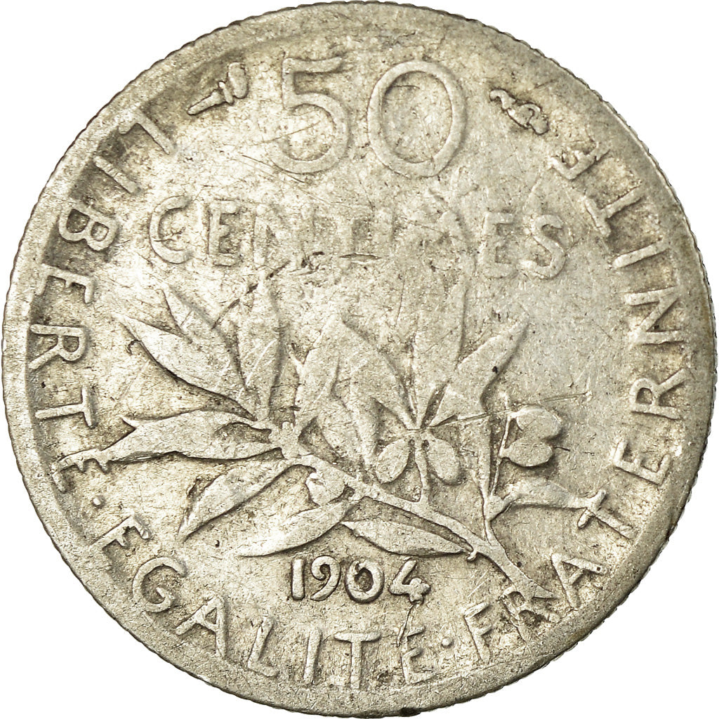 Coin, France, Semeuse, 50 Centimes, 1904, Paris, F(12-15), Silver, KM:854