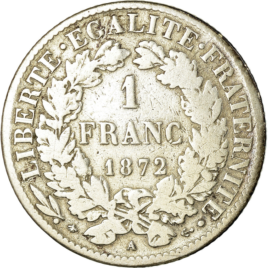 Munten, Frankrijk, Cérès, Franc, 1872, Paris, ZG+, Zilver, KM:822.1