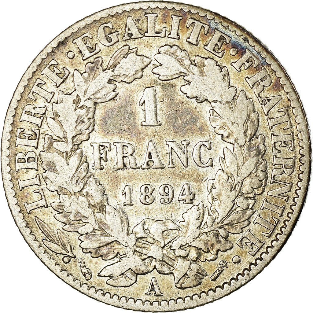 Coin, France, Cérès, Franc, 1894, Paris, VF(30-35), Silver, KM:822.1