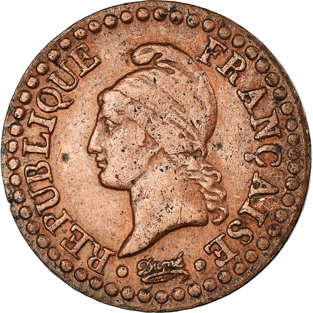 Moeda, França, Dupré, Centime, 1798, Paris, AU(50-53), Bronze, KM:646