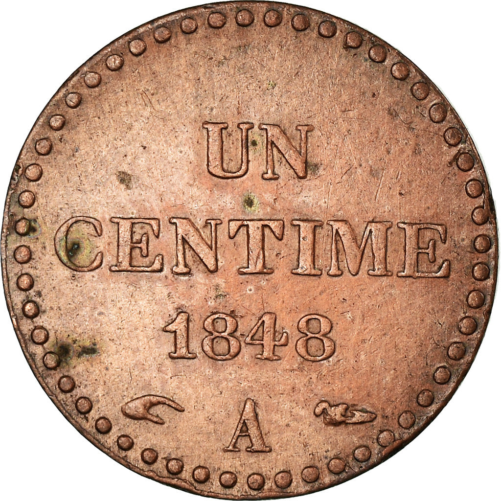 Münze, Frankreich, Dupré, Centime, 1848, Paris, VZ+, Bronze, KM:754
