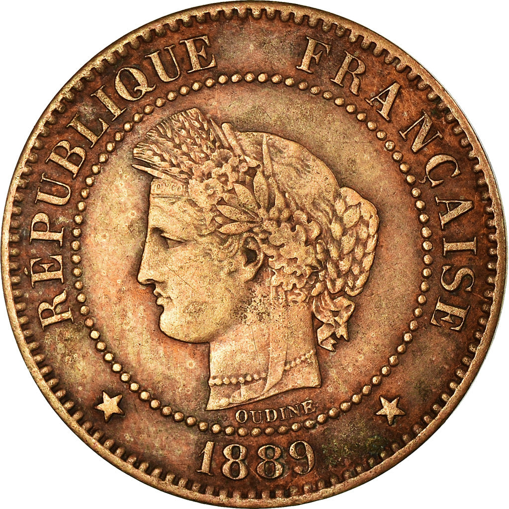 Coin, France, Cérès, 2 Centimes, 1889, Paris, EF(40-45), Bronze, KM:827.1