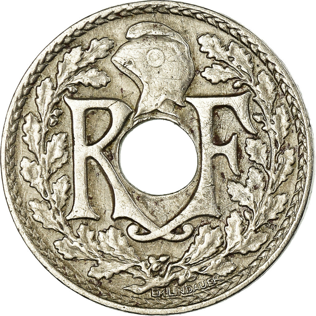 Moneta, Francja, Lindauer, 5 Centimes, 1927, AU(50-53), Miedź-Nikiel, KM:875