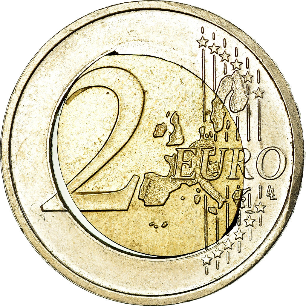 Allemagne, 2 Euro, Fautée - Coeur déformé, TTB+, Bi-Metallic