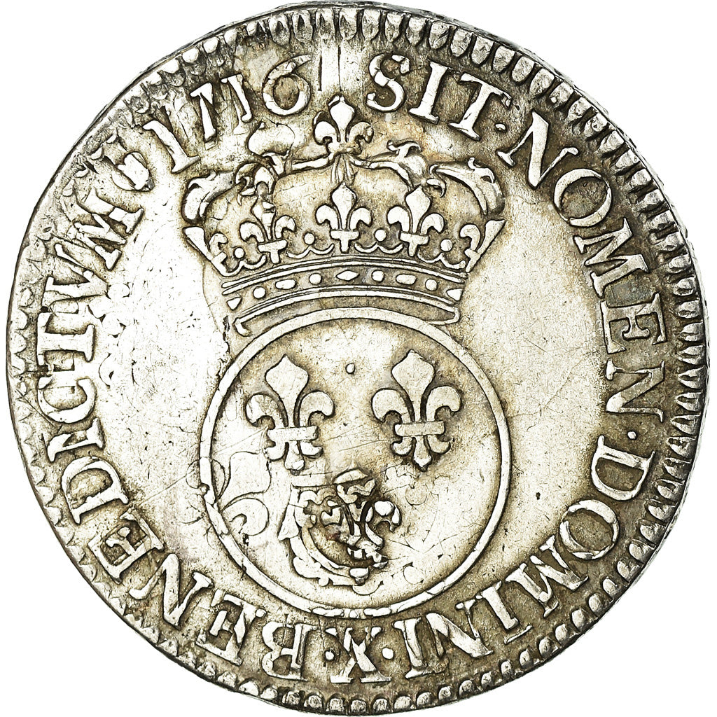Moneda, Francia, Louis XV, 1/2 Écu Vertugadin, 1/2 ECU, 44 Sols, 1716, Amiens