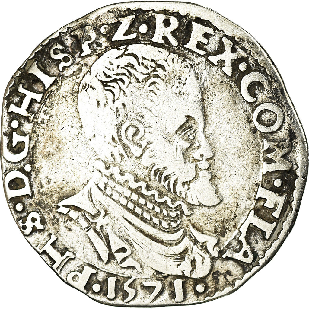 Moneda, Países Bajos españoles, Flanders, Philip II, 1/10 Ecu, 1571, Bruges