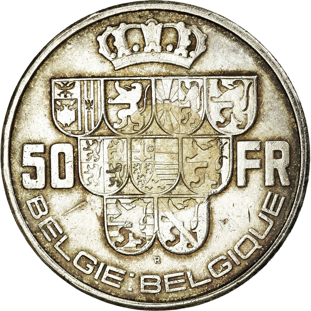 Coin, Belgium, 50 Francs, 50 Frank, 1939, EF(40-45), Silver, KM:121
