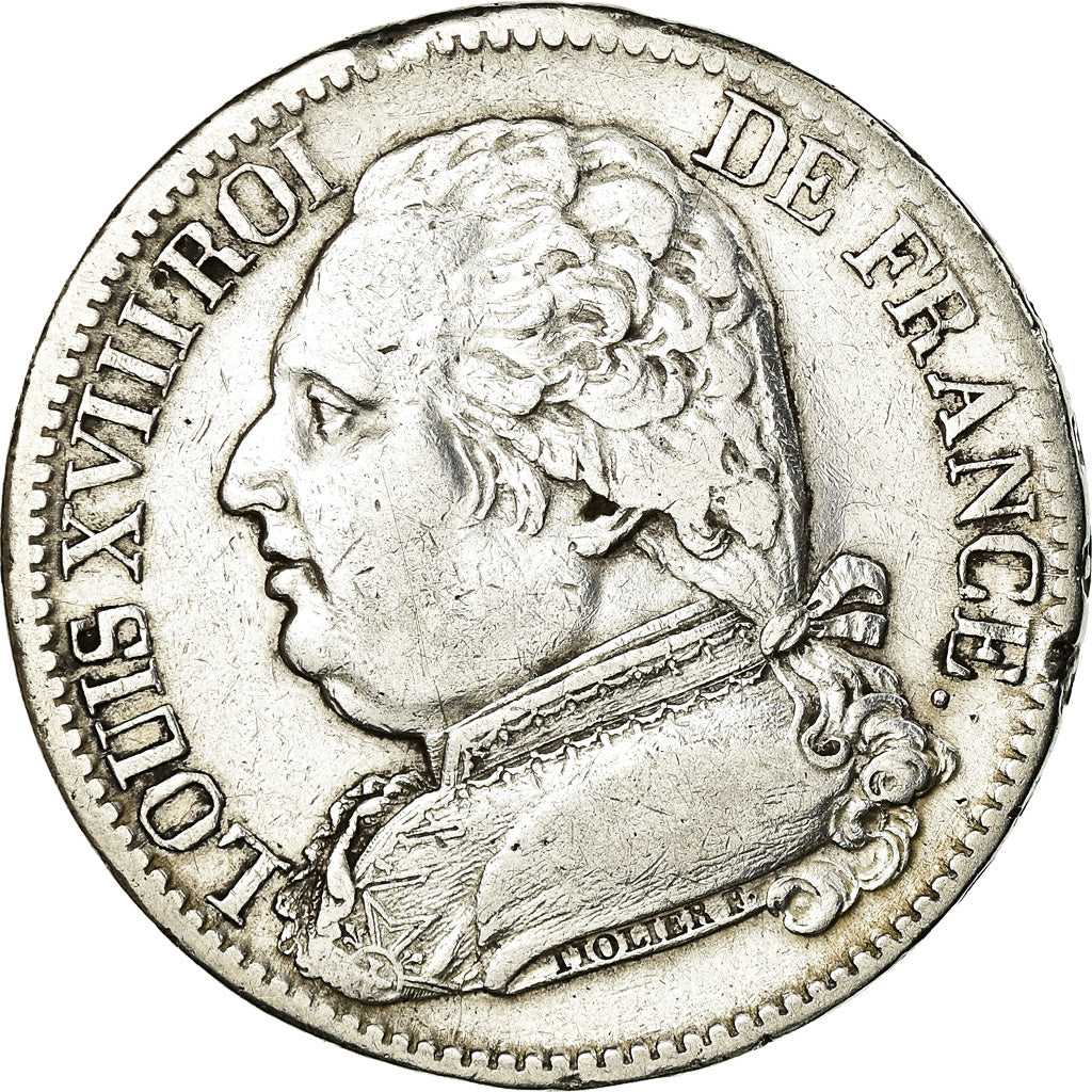 Munten, Frankrijk, Louis XVIII, Louis XVIII, 5 Francs, 1814, Rouen, ZF, Zilver