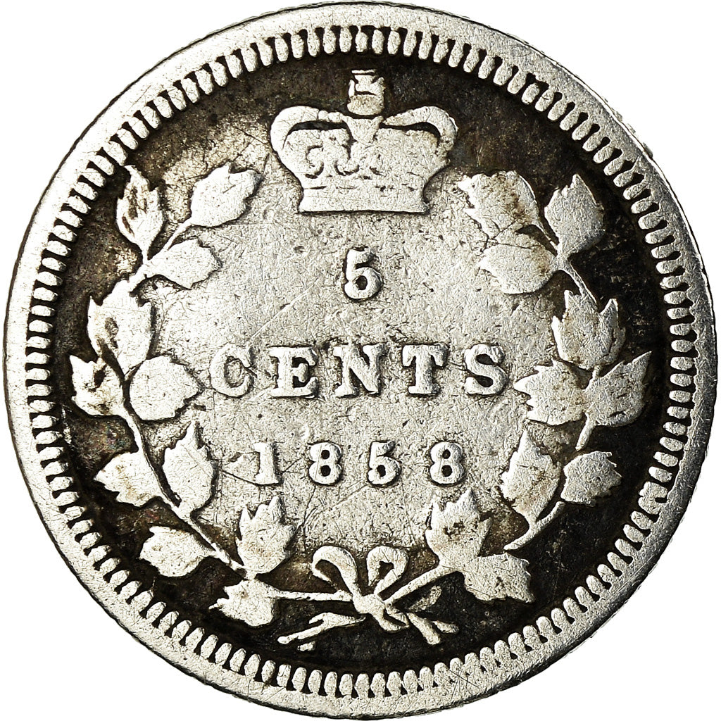 Coin, Canada, Victoria, 5 Cents, 1858, VF(20-25), Silver, KM:2