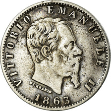 Coin, Italy, Vittorio Emanuele II, 20 Centesimi, 1863, Milan, VF(30-35), Silver