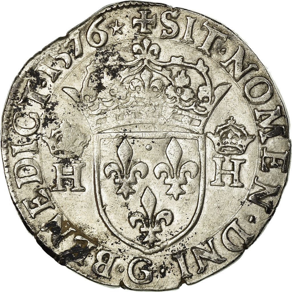 Coin, France, Henri III, Teston, 1576, Poitiers, AU(50-53), Silver, Sombart:4654