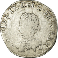 Moneda, Francia, Charles IX, Teston, 1563, Poitiers, Rare, BC+, Plata