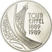 Moneta, Francja, Tour Eiffel, 5 Francs, 1989, MS(64), Srebro, KM:968a