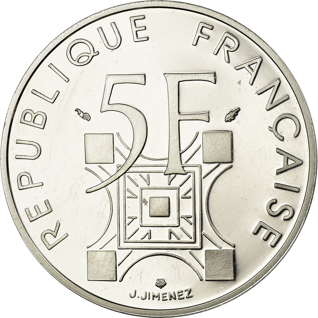 Münze, Frankreich, Tour Eiffel, 5 Francs, 1989, UNZ+, Silber, KM:968a