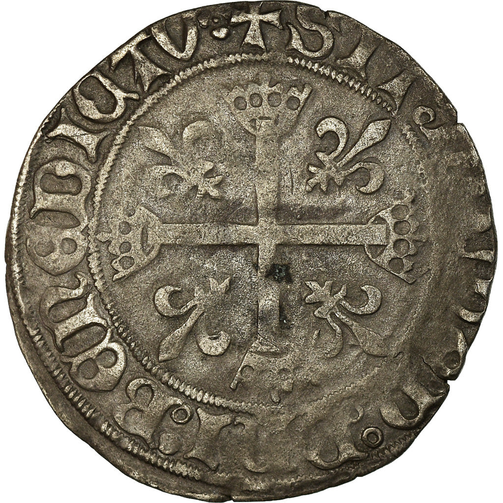 Coin, France, Charles VIII, Karolus or Dizain, Lyon, EF(40-45), Billon