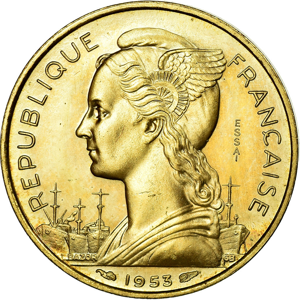 Monnaie, Madagascar, 20 Francs, 1953, Paris, ESSAI, SPL+, Aluminum-Bronze