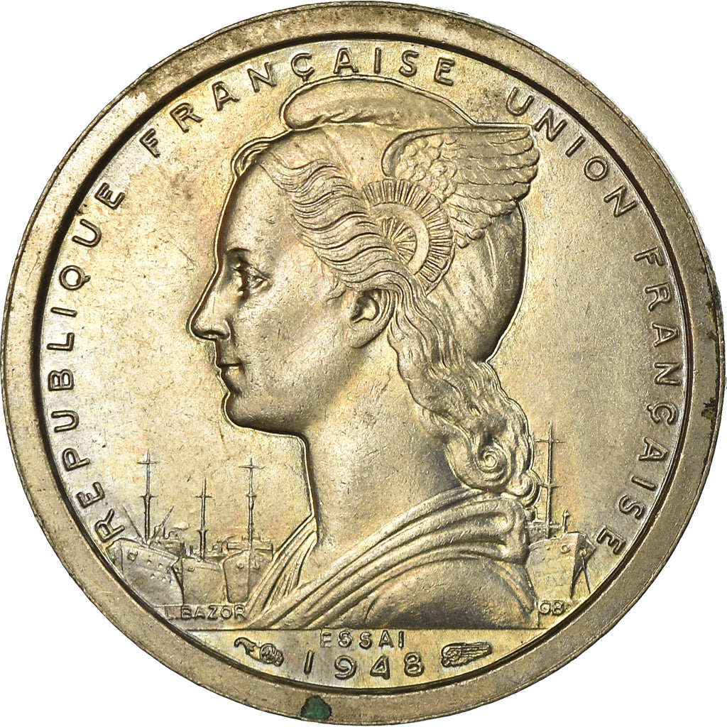 Coin, Madagascar, Franc, 1948, Paris, ESSAI, MS(60-62), Copper-nickel, KM:E1