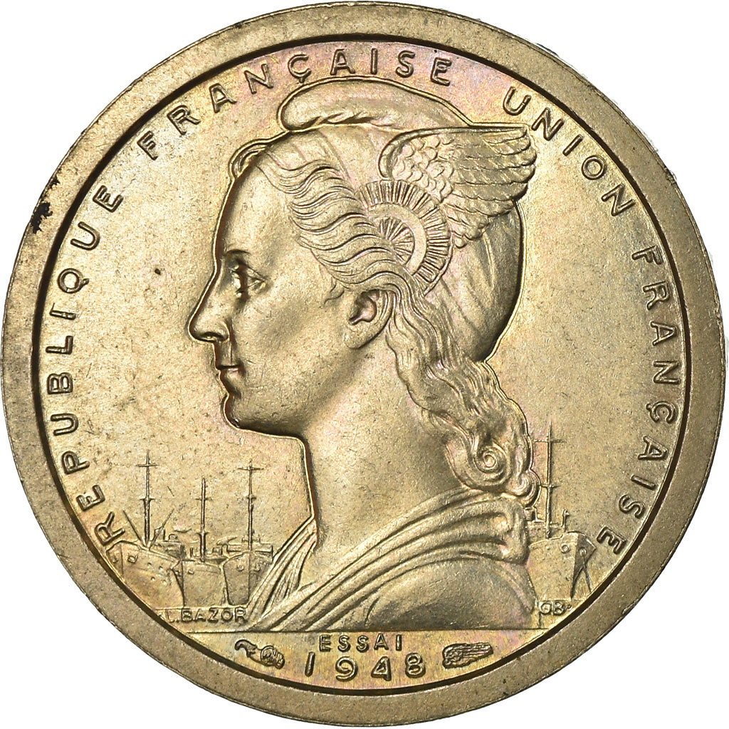 Coin, French Somaliland, Franc, 1948, Paris, ESSAI, MS(63), Copper-nickel