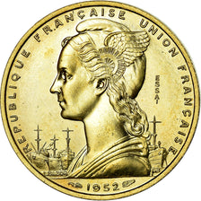 Coin, French Somaliland, 20 Francs, 1952, Paris, ESSAI, MS(64), Aluminum-Bronze