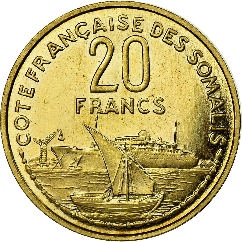 Coin, French Somaliland, 20 Francs, 1952, Paris, ESSAI, MS(64), Aluminum-Bronze
