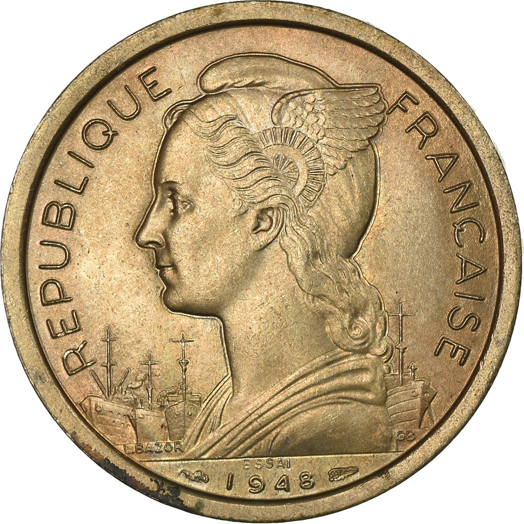 Coin, Réunion, 2 Francs, 1948, Paris, ESSAI, MS(60-62), Copper-nickel, KM:E4