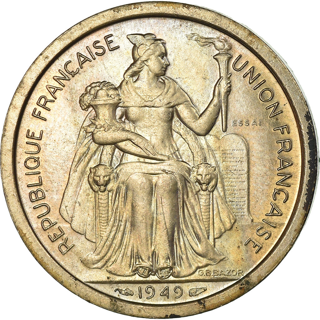 Münze, Neukaledonien, 2 Francs, 1949, Paris, ESSAI, VZ+, Nickel-Bronze, KM:E6