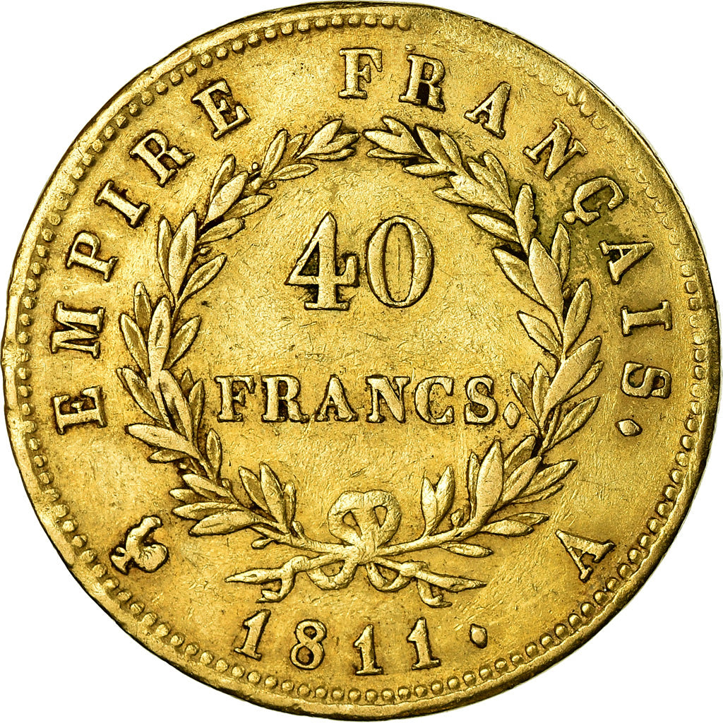 Moneda, Francia, Napoléon I, 40 Francs, 1811, Paris, MBC, Oro, KM:696.1