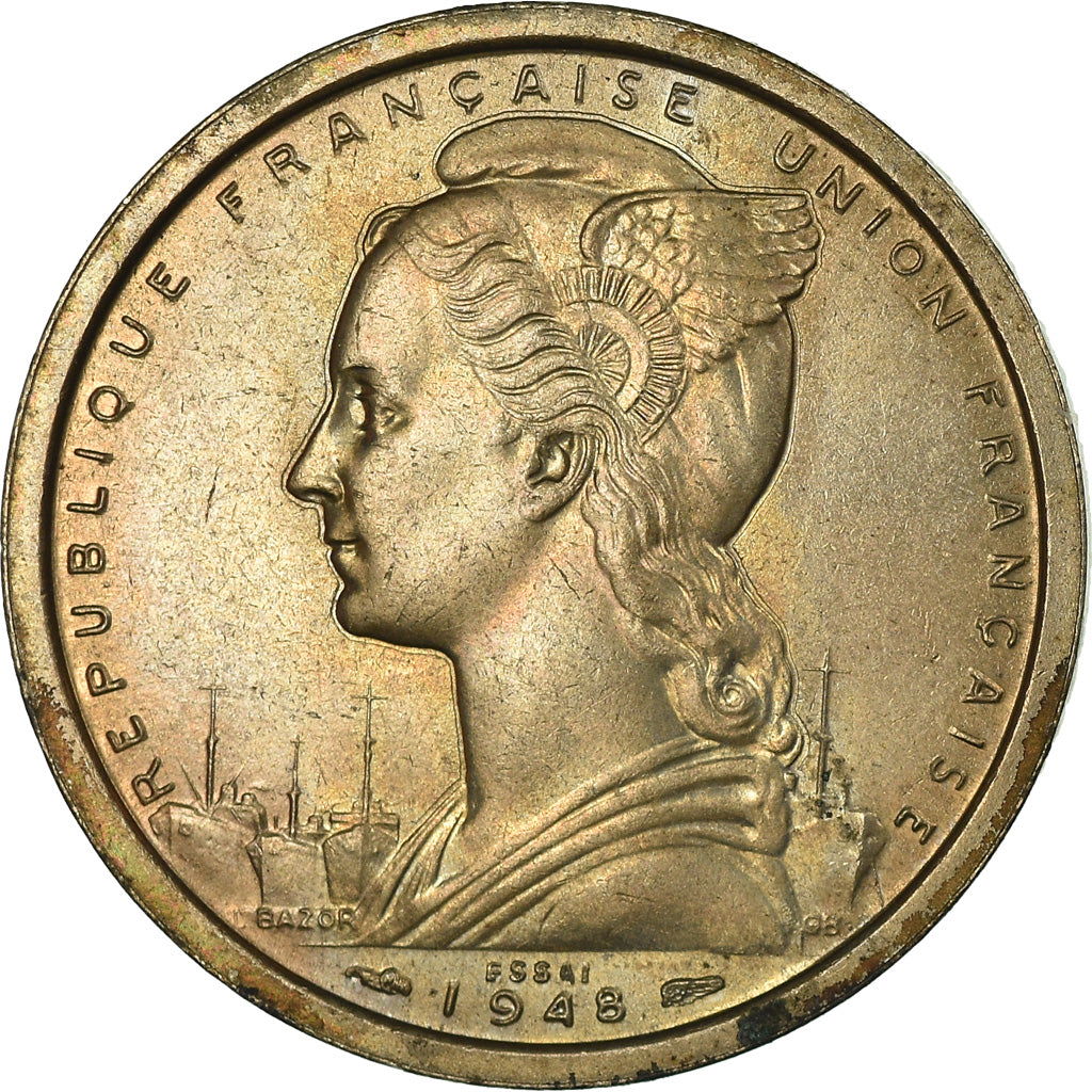 Coin, Cameroon, 2 Francs, 1948, Paris, MS(64), Copper-nickel, KM:E6