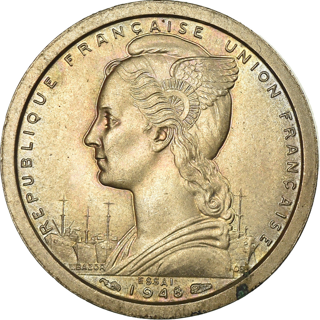 Coin, Cameroon, Franc, 1948, Paris, ESSAI, MS(63), Copper-nickel, KM:E5