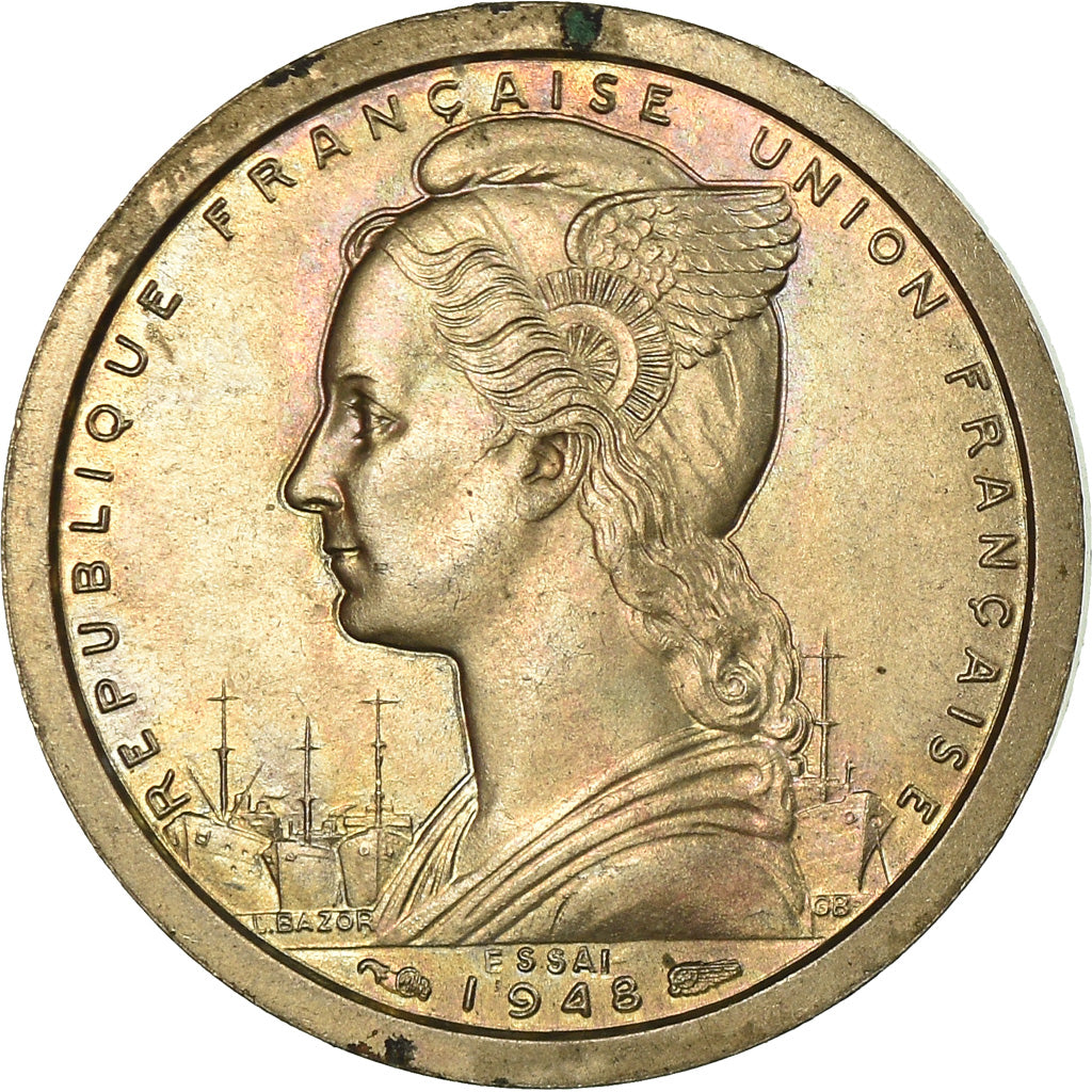 Munten, Frans West Afrika, Franc, 1948, Paris, ESSAI, PR, Copper-nickel, KM:E1