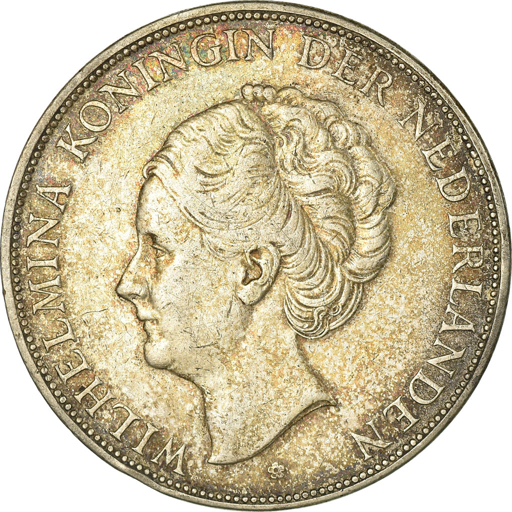 Coin, Netherlands, Wilhelmina I, 2-1/2 Gulden, 1929, VF(30-35), Silver, KM:165