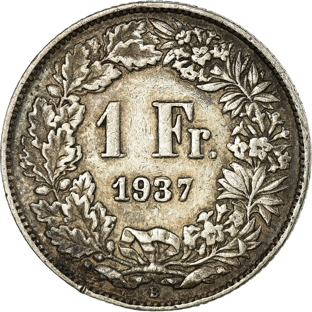 Coin, Switzerland, Franc, 1937, Bern, EF(40-45), Silver, KM:24