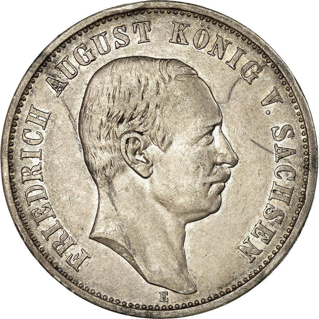 Moneda, Estados alemanes, SAXONY-ALBERTINE, Friedrich August III, 3 Mark, 1909