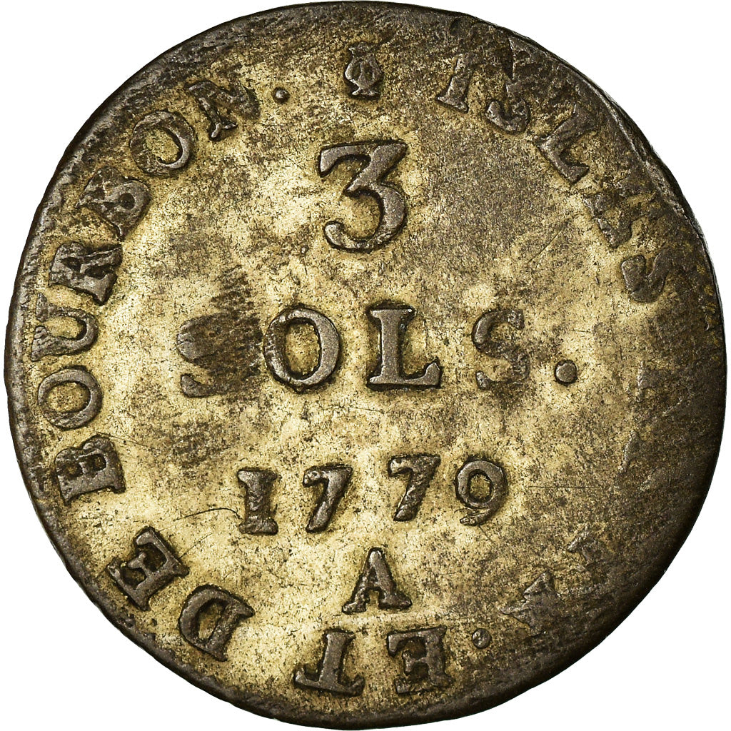 Münze, ISLE DE BOURBON, Louis XVI, 3 Sous, 1779, Paris, SS, Billon, KM:1