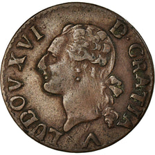 Moeda, França, Louis XVI, Liard, Liard, 1783, Lille, EF(40-45), Cobre