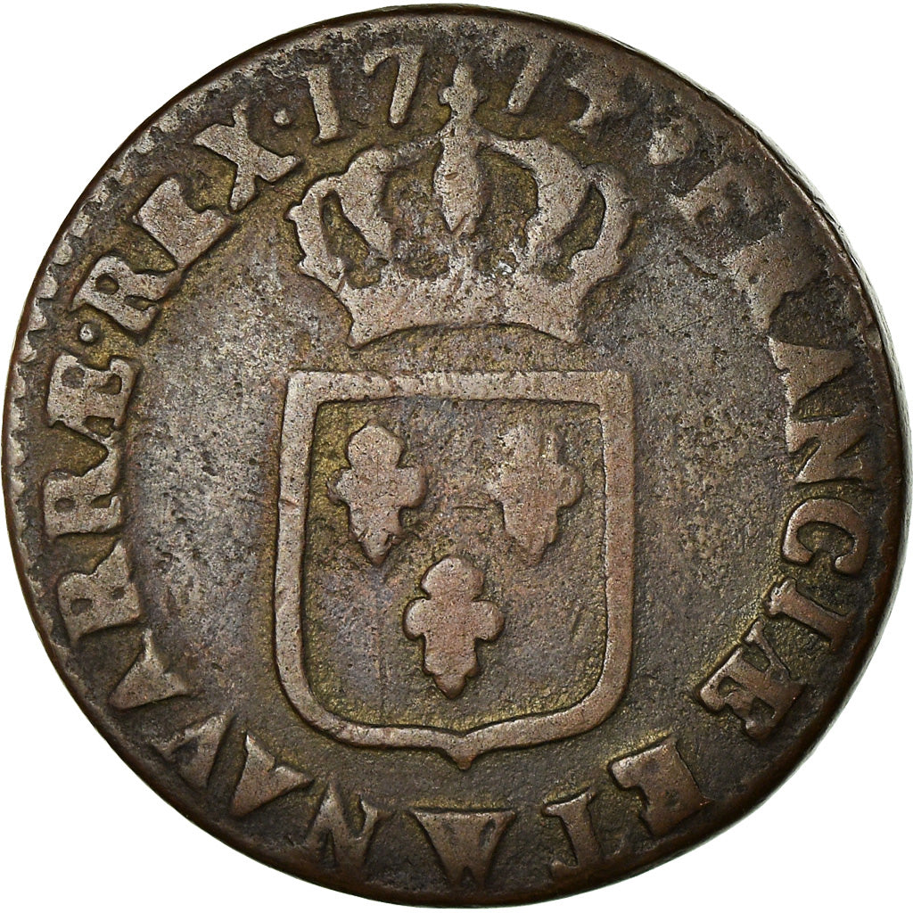 Moeda, França, Louis XV, Sol à la vieille tête, Sol, 1774, Lille, VF(20-25)