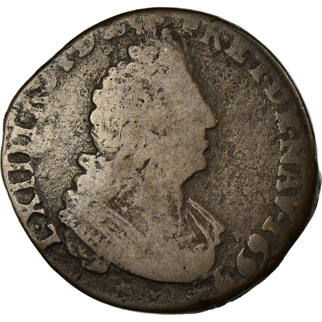 Münze, Frankreich, Louis XIV, Liard de France au buste âgé, troisième type