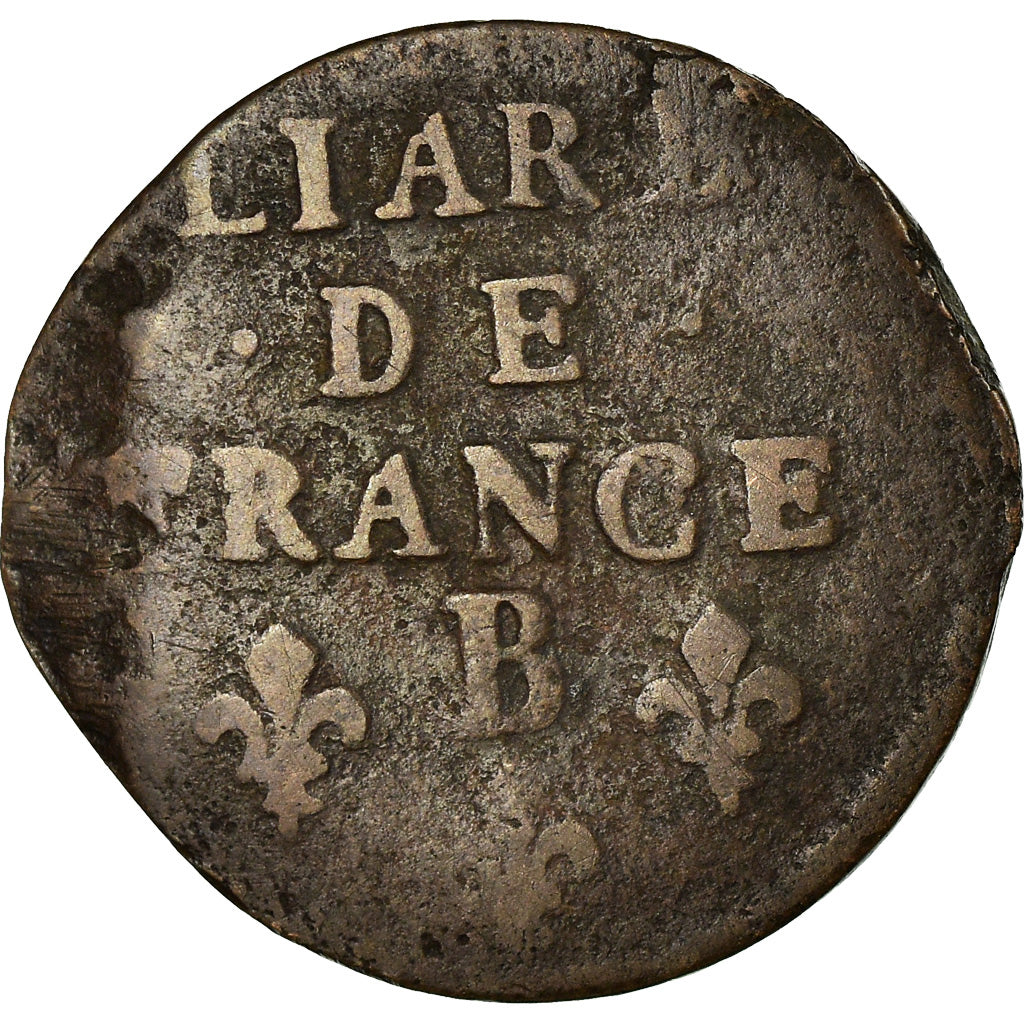 Münze, Frankreich, Louis XIV, Liard de France au buste âgé, troisième type