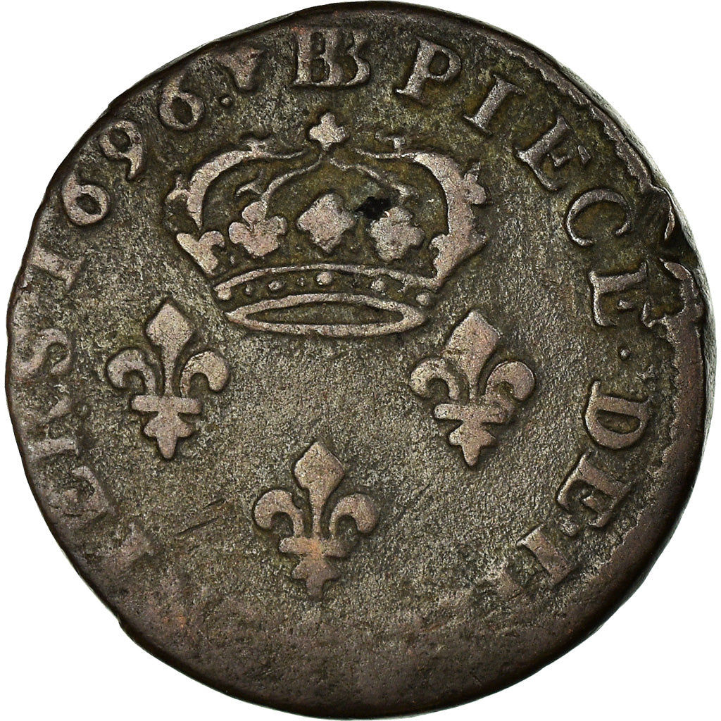 Moneta, Francia, Louis XIV, Quatre deniers de Strasbourg, 4 Deniers, 1696