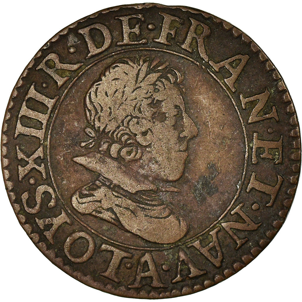 Monnaie, France, Louis XIII, Double tournois, buste juvénile, Double Tournois
