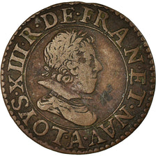 Moneda, Francia, Louis XIII, Double tournois, buste juvénile, Double Tournois