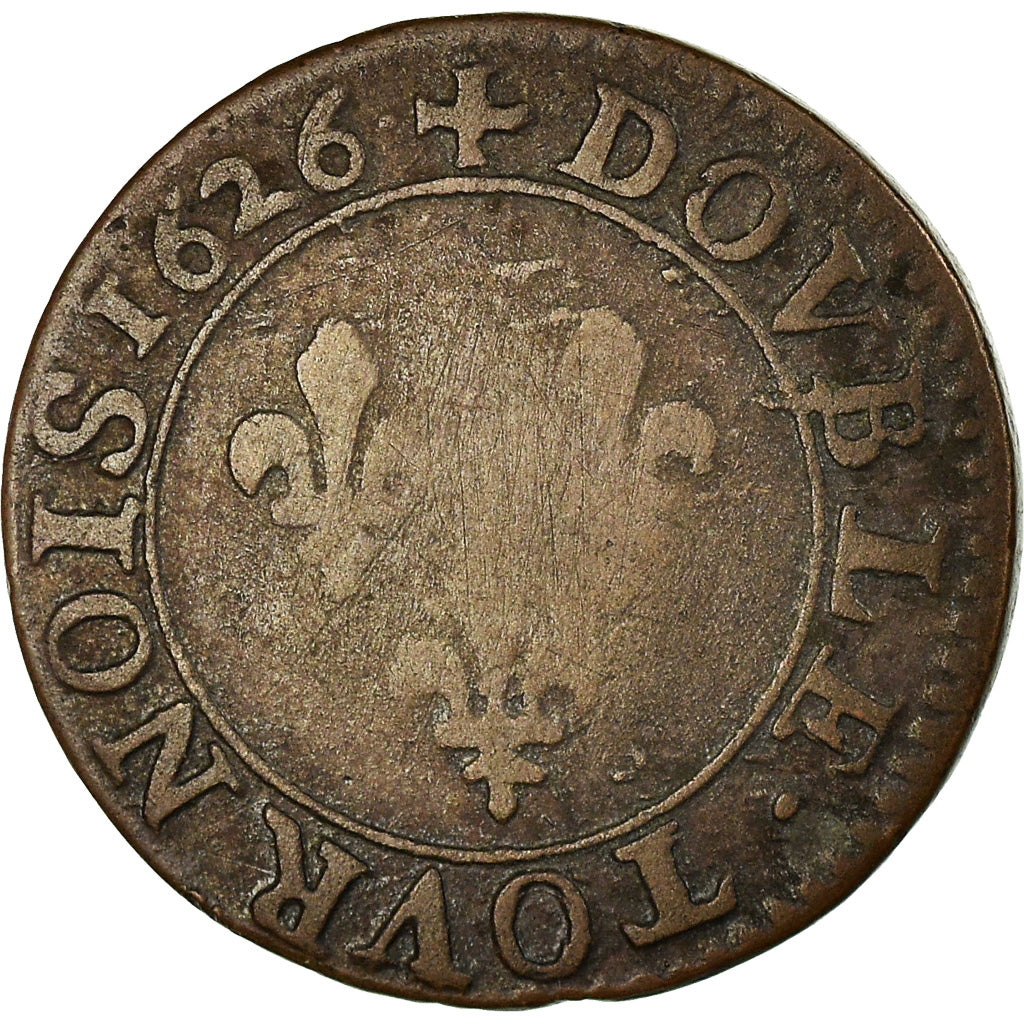 Monnaie, France, Louis XIII, Double tournois, buste juvénile, Double Tournois
