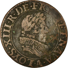 Moneta, Francia, Louis XIII, Double tournois, buste juvénile au col fraisé