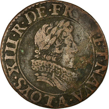 Münze, Frankreich, Louis XIII, Double tournois, buste juvénile au col fraisé
