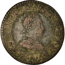 Moneta, Francia, Louis XIII, Double tournois, buste enfantin, Double Tournois